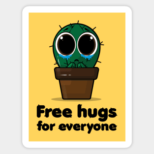 Free hugs for everyone from a little crying cactus Sticker